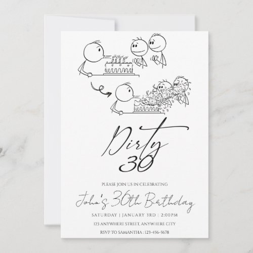 Black and White Doodle Art Birthday Party Invitation