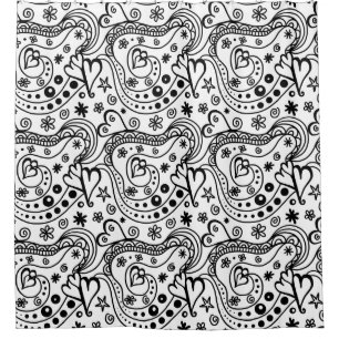 Black and White Doodle Art Shower Curtain