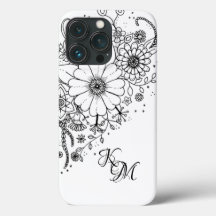 Black and White Doodle Flowers Color In Picture