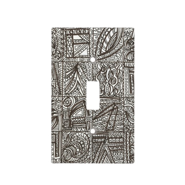 Black And White Doodle-Ink Art Light Switch Cover (Front)