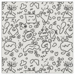 Black and white doodle pattern fabric