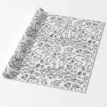 Black and white doodle pattern wrapping paper