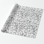 Black and white doodle pattern wrapping paper