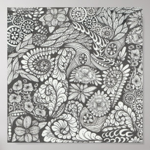 Black and white doodle print 8x8in. Blacknwhite2