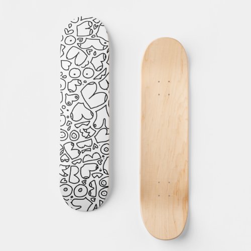 black and white doodle skateboard