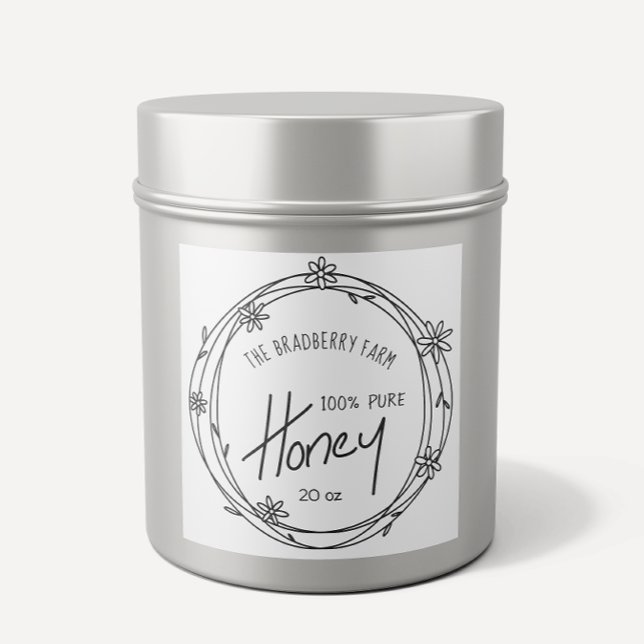 Black And White Doodle Wreath Honey Label (Creator Uploaded)