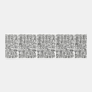 Black and white doodles outdoor rug