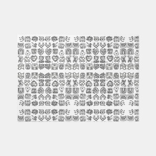 Black and white doodles outdoor rug