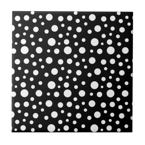 Black and White Dots Ceramic Tile