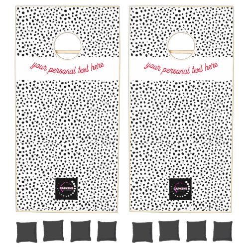Black And White Dots Customizable Durable Quality  Cornhole Set