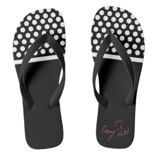 Black and White Dots Flip Flops