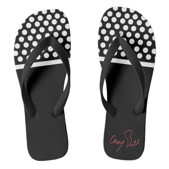 Black and White Dots Flip Flops (Footbed)