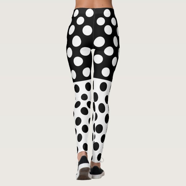 Black and White Dots Leggings - Choose Colors (Back)