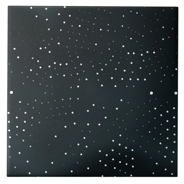 Black and White Dots, Luminous Atmosphere Ceramic Tile (Front)