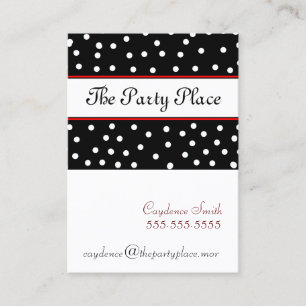 Black and White Dots-Maroon Business Card