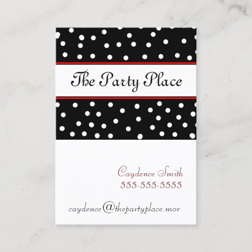 Customizable Black &amp; White Dots-Maroon Business Card Template