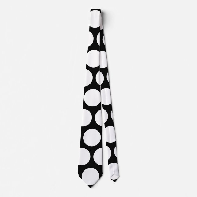Black and White Dots Pattern Neck Tie (Front)