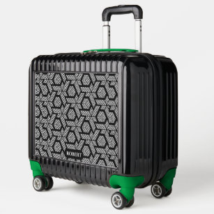 Black and white dots pointillism geometric pattern luggage