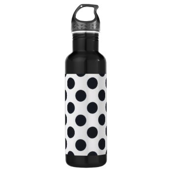 Black And White Dots Water Bottle by KraftyKays at Zazzle
