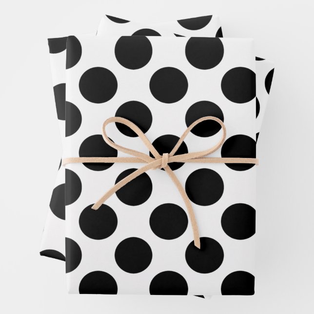 Black and White Dots Wrapping Paper Sheets (In situ)