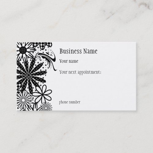 Black And White Dotted Flowers Appointment Card Business Cards