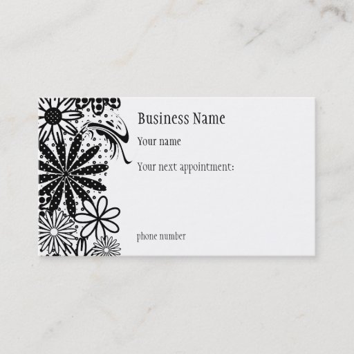 Customizable Black And White Dotted Flowers Appointment Card Business Cards