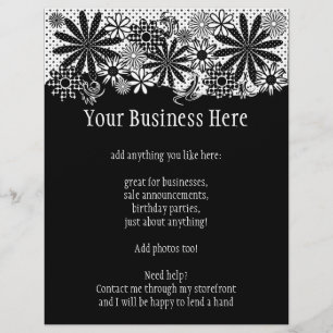 Black And White Dotted Flowers Bright Flyer