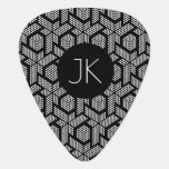 Black And White Dotted Geometric Shapes Pattern Guitar Pick at Zazzle