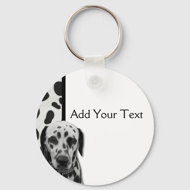 Black and White Dotty Dalmatian Keychain (Front)