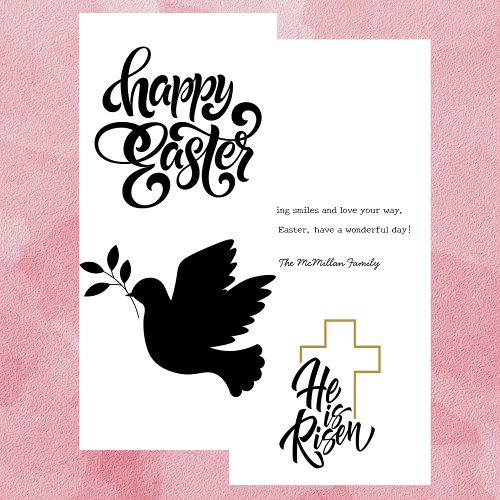 Black and White Dove Happy Easter Flat Card