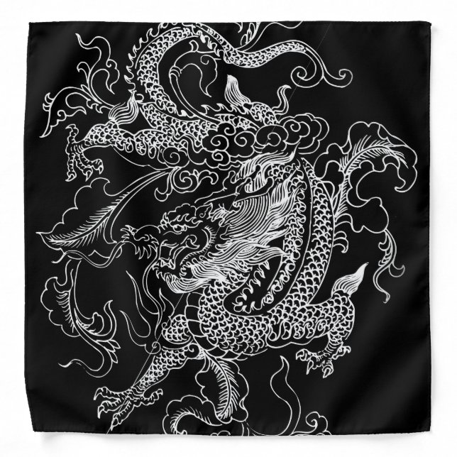 Black and White Dragon Bandana (Front)