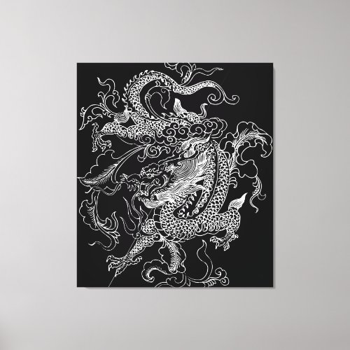 Black and White Dragon Canvas Print