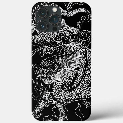 Black and White Dragon iPhone 13 Pro Max Case