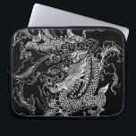 Black and White Dragon Laptop Sleeve<br><div class="desc">A cool looking black and white dragon. The whole dragon is done in white outline, with great different patterns. It has a great black background which can be seen through the dragon which makes it really pop off. Dragons are "legendary creatures" noted in myths and lore throughout the world. There...</div>