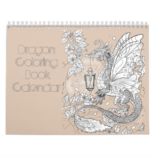 Black and White Dragon Line Art Calendar