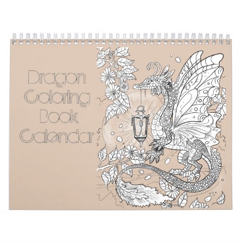 Black and White Dragon Line Art Calendar