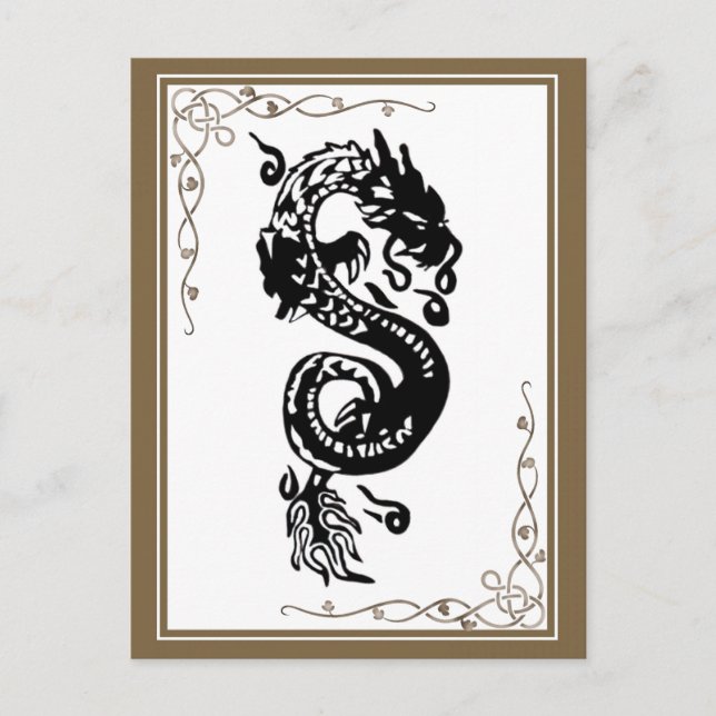 Black And White Dragon Postcard (Front)