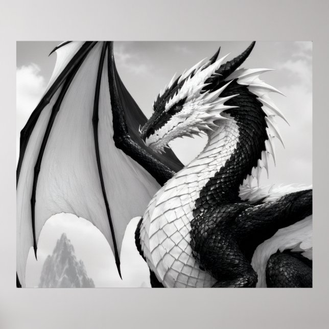 Black and white dragon poster (Front)