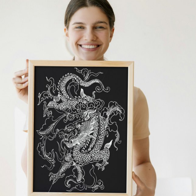 Black and White Dragon Poster Print (Creator Uploaded)
