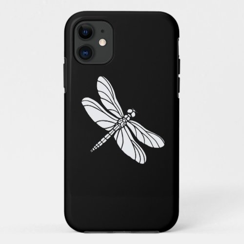 Black and White Dragonfly iPhone 11 Case