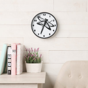 Black And White Dragonfly Clock