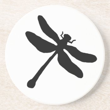 Black And White Dragonfly Drink Coaster by TheBrideShop at Zazzle