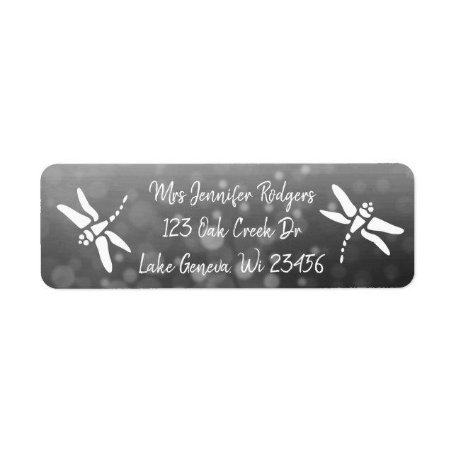 Black and white Dragonfly Label (Front)