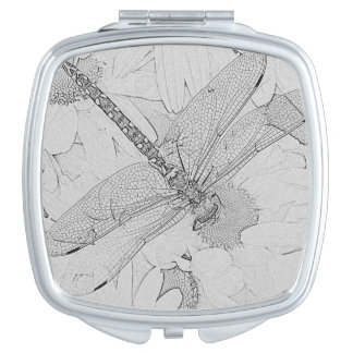 Black and White Dragonfly Mirror For Makeup