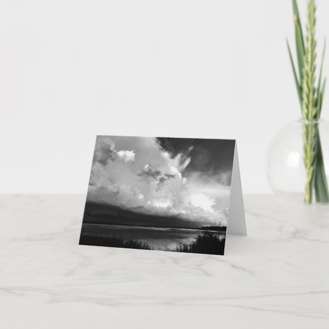 Black and White Dramatic Thunderstorm Photo Note Card (Front)