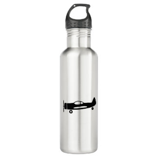 Black and white drawing of plane stainless steel water bottle
