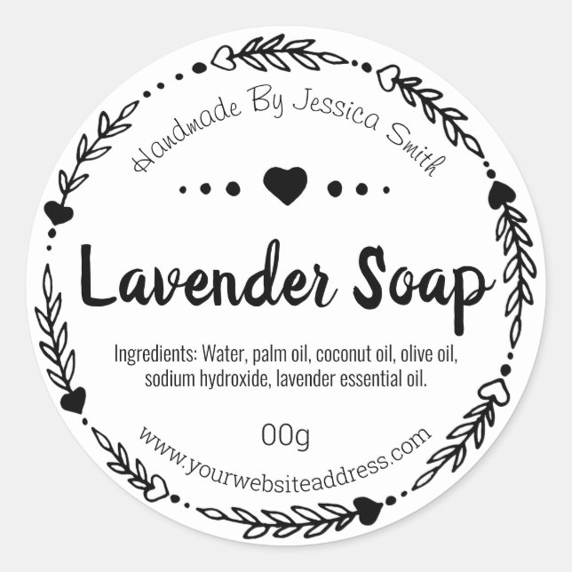 Black And White Drawn Soap Labels (Front)