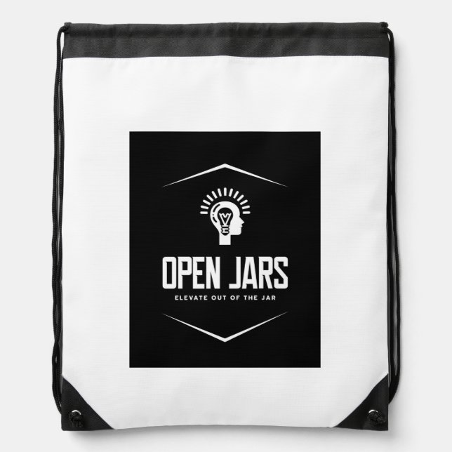 Black and white drawstring backpack (Front)