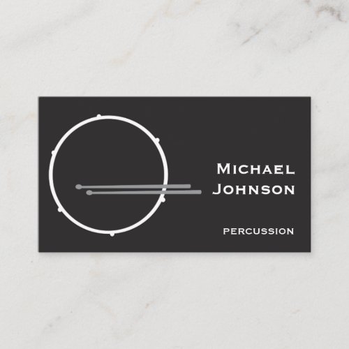 Black And White Drummer Professional Business Card