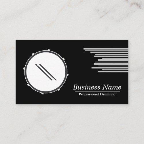 Black And White Drummer Professional Business Card